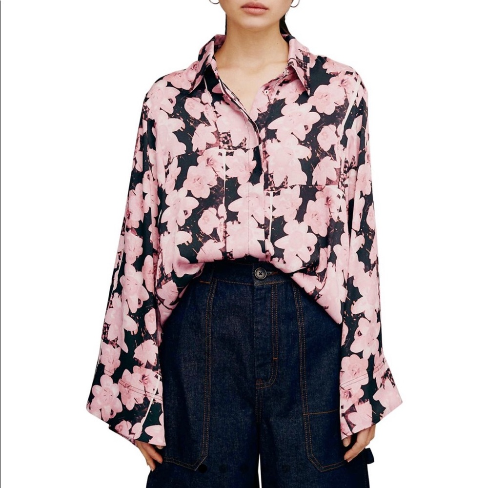 Topshop Pink Floral Blouse